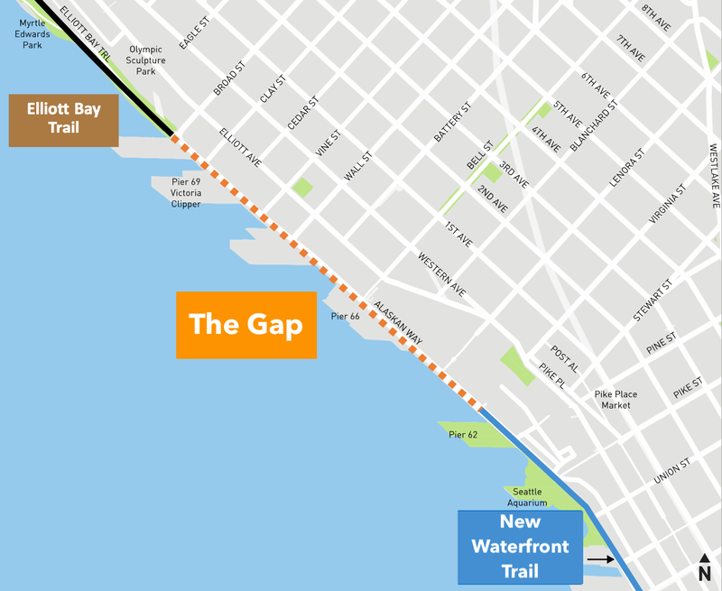 Gap Between Waterfront Park Trail and Elliott Bay Trail