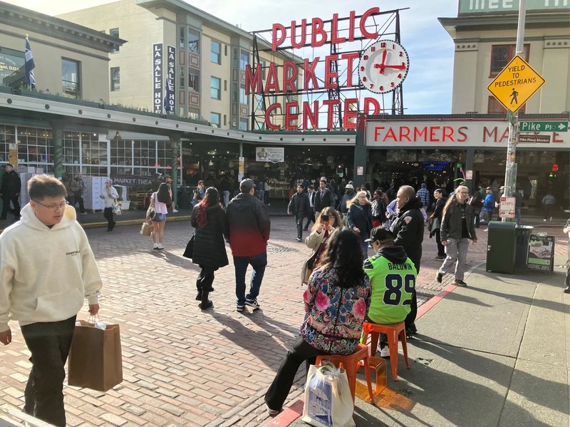 Pedestrians at Pike Place Market